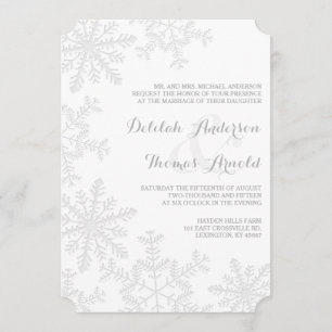 Laser-Cut Snowflakes Elegant Winter Wedding Invite