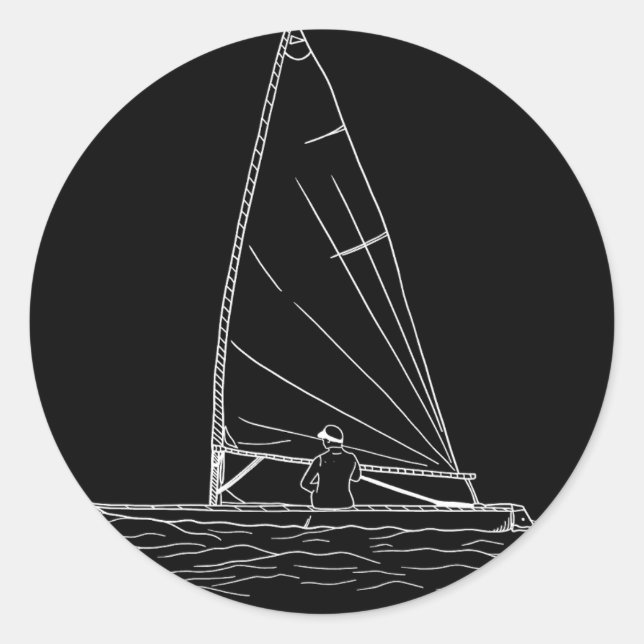 Laser Dinghy Boat Sailing Classic Round Sticker (Front)