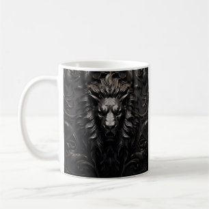Laser engraved lion coffee mug