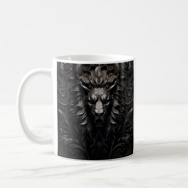 Laser engraved lion coffee mug (Left)