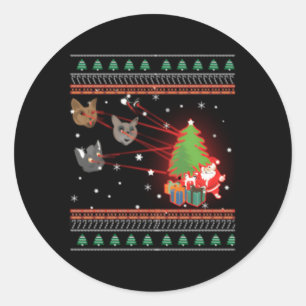 Laser Eyes Cat Ugly Lights Jumper Classic Round Sticker