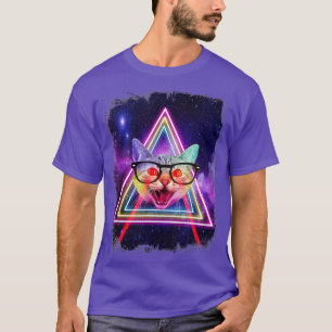 Laser Eyes Space Cat In Galaxy Funny Kitty For Cat T-Shirt