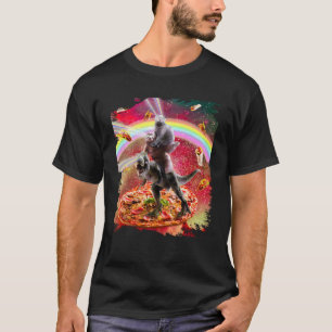 Laser Eyes Space Cat On Sloth Dinosaur Rainbow T-Shirt