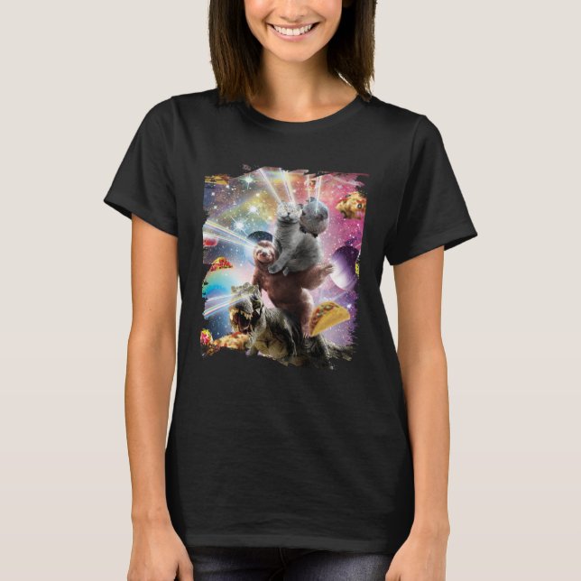 Laser Eyes Space Guinea Pig Cat Sloth Dinosaur T-Shirt (Front)