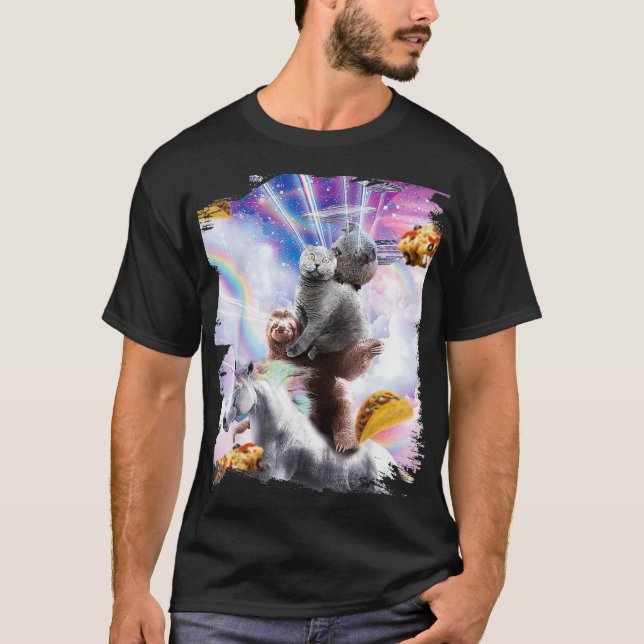 Laser Eyes Space Guinea Pig Cat Sloth Unicorn _2  T-Shirt (Front)