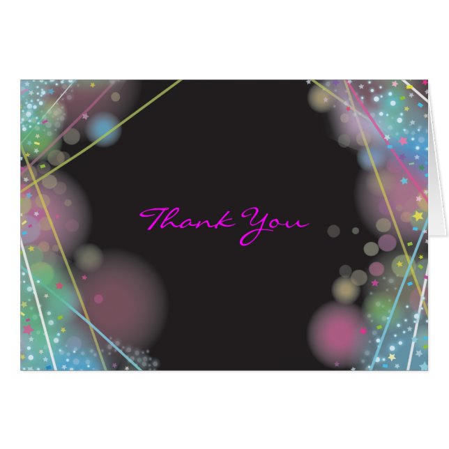 LASER GLOW Bar Bat Mitzvah Folded Thank You Card (Front Horizontal)