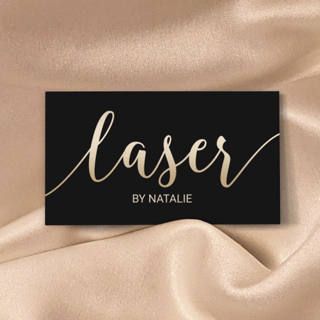 Laser Hair Removal Aesthetician Gold Typography Business Card (Creator Uploaded)
