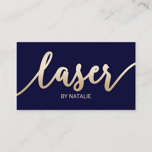 Laser Hair Removal Aesthetician Navy & Gold Business Card (Front)