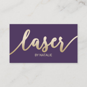 Laser Hair Removal Esthetician Purple & Gold Business Card