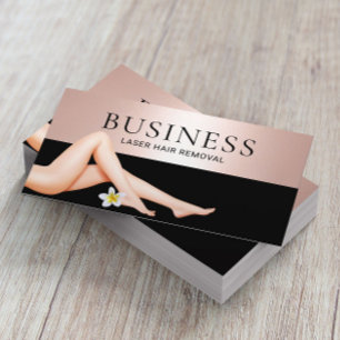 Laser Hair Removal Skin Care Rose Gold Black Salon Business Card