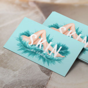 Laser Hair Removal & Skin Care Teal Feather Mint Business Card