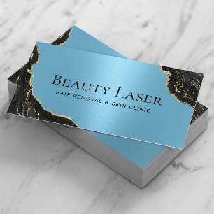 Laser Hair Removal Skin Clinic Blue Black Marble Business Card