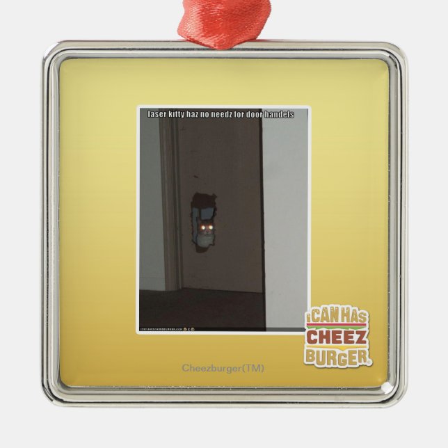 Laser Kitty Metal Tree Decoration (Front)