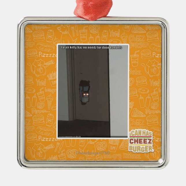 Laser Kitty Metal Tree Decoration (Front)