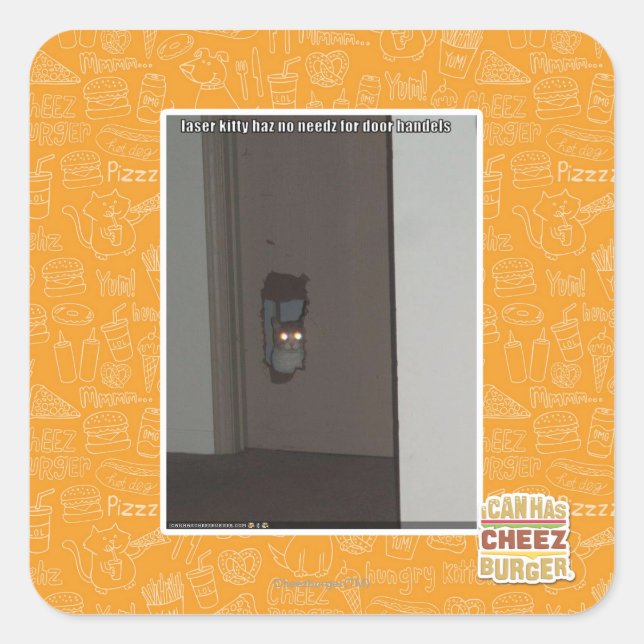 Laser Kitty Square Sticker (Front)