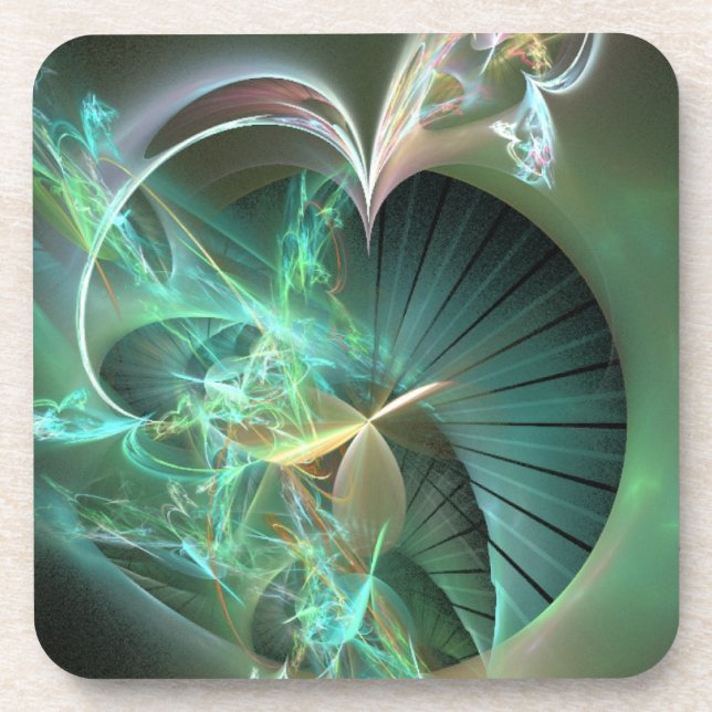 Laser Light Show Over Green Disc Coaster (Front)