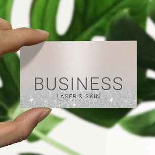 Laser & Skin Beauty Salon Aesthetician Silver Business Card