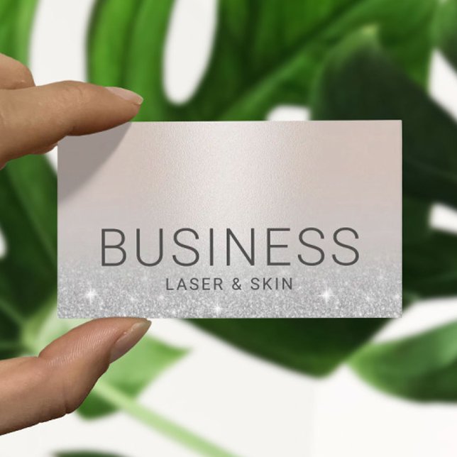 Laser & Skin Beauty Salon Aesthetician Silver Business Card (Creator Uploaded)