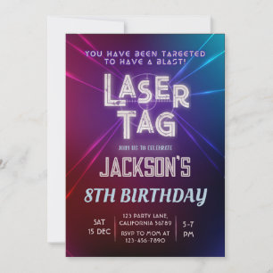 Laser Tag Birthday Invitation Neon Laser Invite