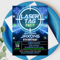 Laser Tag Birthday Invitation Neon Laser Tag