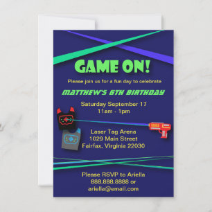 Laser Tag Birthday or Team Building Party Invitation