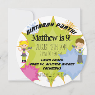 Laser Tag Birthday Party Customised Circle Invite