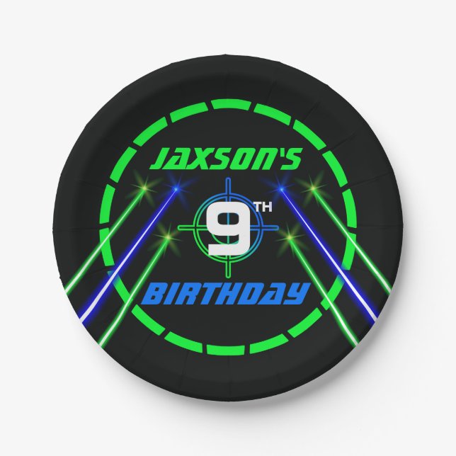 Laser Tag Birthday Party Food Paper Plate (Front)