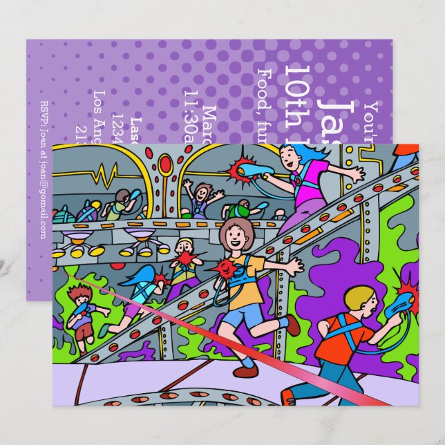 Laser Tag Birthday Party Invitation (Front/Back)