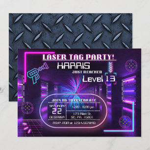 Laser tag Birthday Party Invitation for boy/girl