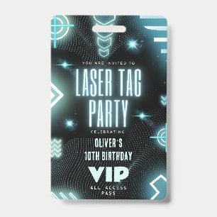 Laser tag birthday party invitation VIP ID Badge