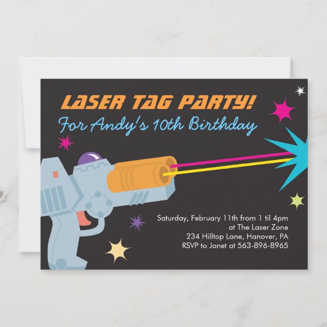 Laser Tag Birthday Party Invitations (Front)