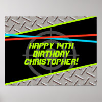 Laser Tag Boy Birthday Party Personalised Backdrop