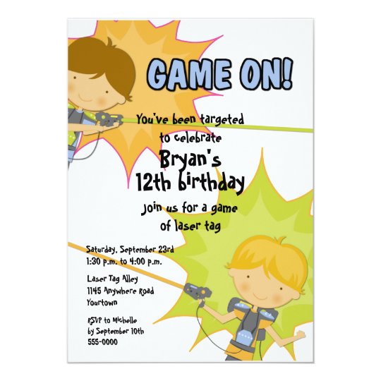 Laser Tag Boys Birthday Invitation