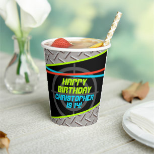 Laser Tag Boys Birthday Party Personalised Decor Paper Cups