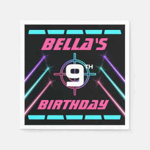 Laser Tag Girls Neon Birthday Party Napkin