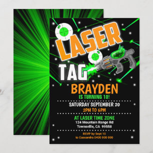 Laser Tag Invitation Green Laser Tag Party Invite