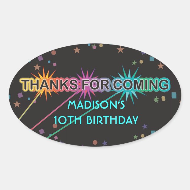 Laser Tag Letters Thank You Favour Sticker (Front)