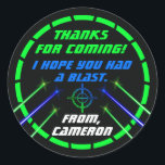 Laser Tag Neon Birthday Party Thank you Stickers<br><div class="desc">Celebrate your child's next laser tag party with these cool stickers. With neon laser beans and a central target. Great for an indoor laser tag party. Matching Favor Tags and Invitation available. Designed by invitecentral.com</div>
