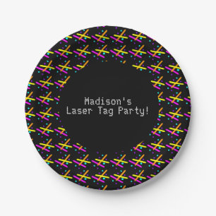 Laser Tag Neon Confetti Beams Glow Party Fun Paper Plate