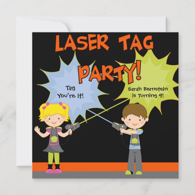 Laser Tag Party Birthday Invitations (Front)