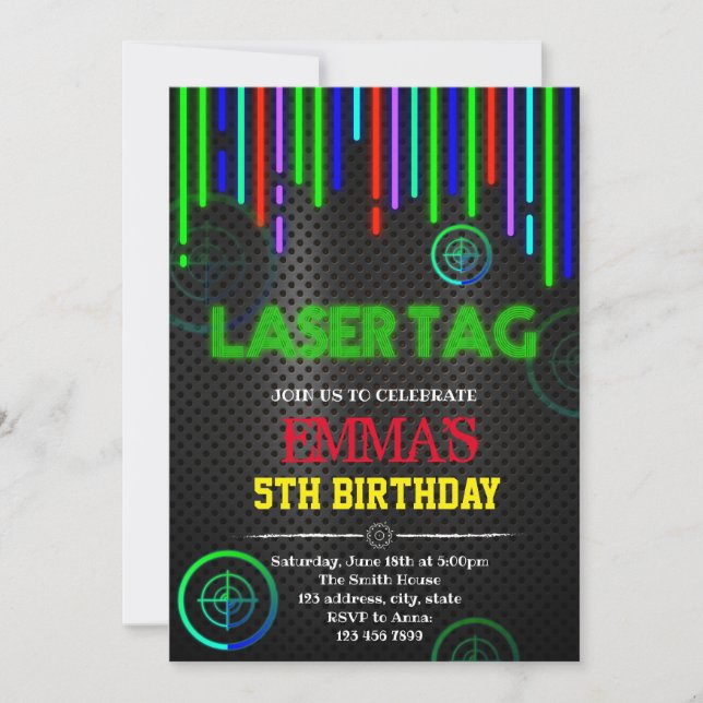 Laser tag party invitation (Front)