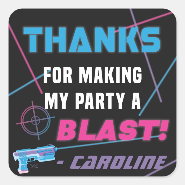 Laser Tag Pink Purple Blue Birthday Party (Front)
