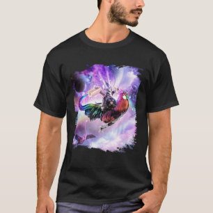 Laser Warrior Space Cat on Chicken Eating Hot Dog T-Shirt