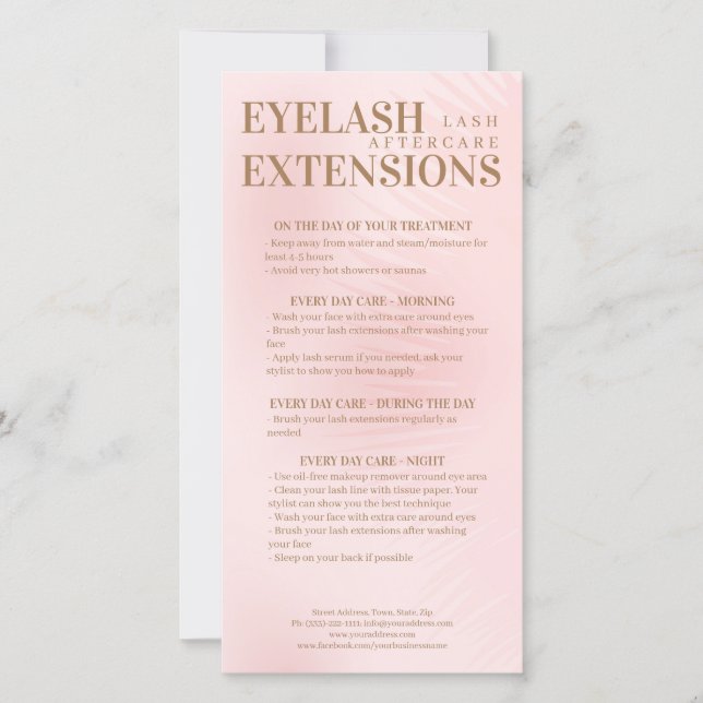 Lash Aftercare Beige Pink Eyelash Shadow Gradient Thank You Card (Front)