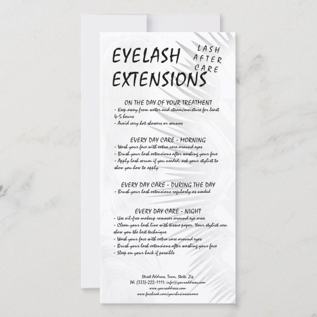 Lash Aftercare Black White Eyelash Shadow Gradient Thank You Card (Front)