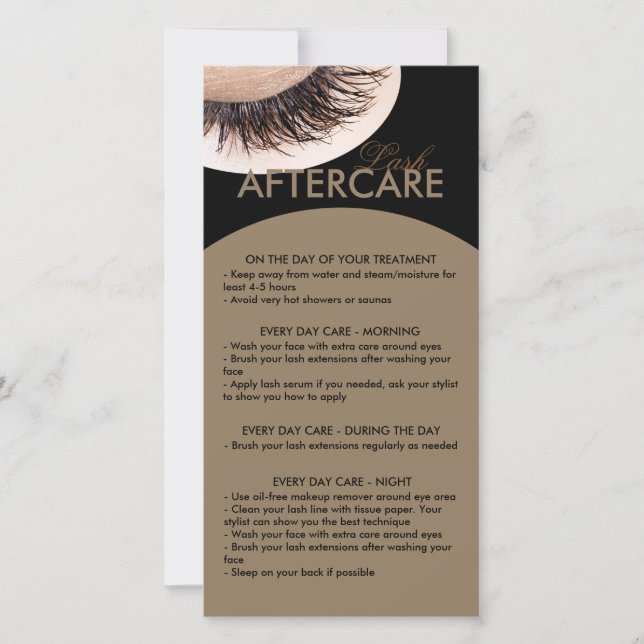 Lash Aftercare Curly Lashes Black & Brown Thank You Card (Front)