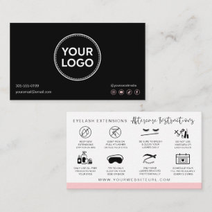 Lash Aftercare Instructions Add Your Logo Modern  Business Card