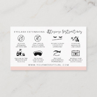 Lash Aftercare Instructions Add Your Logo Modern Business Card