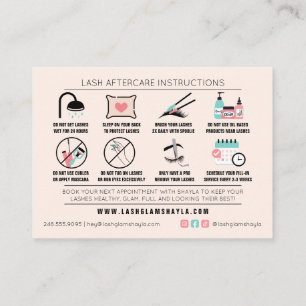 Lash Aftercare Instructions Extensions Care Cards