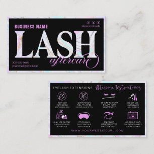 Lash Aftercare Instructions Fuchsia Marbled Swirl Business Card